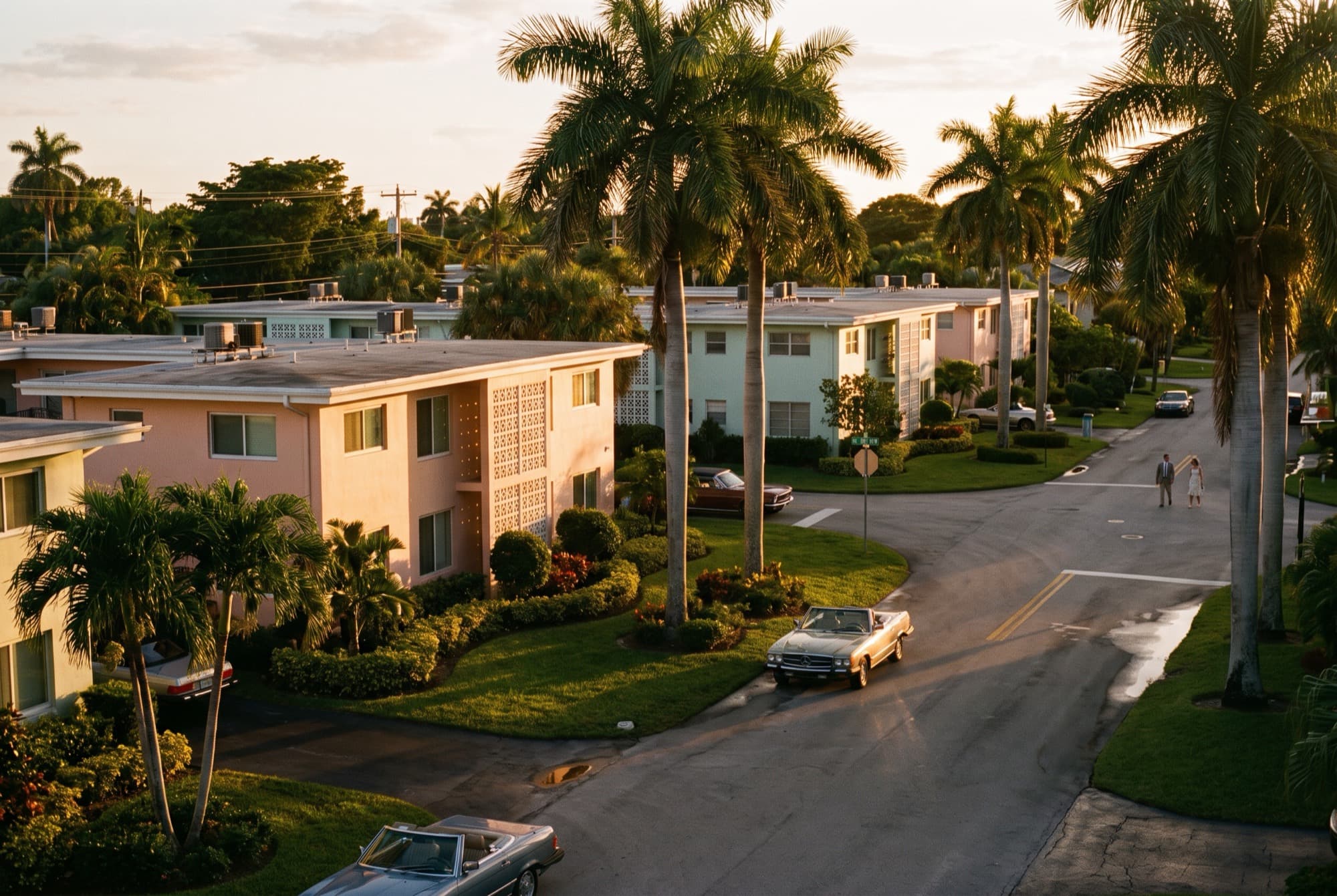 An established Lauderhill residential community at golden hour