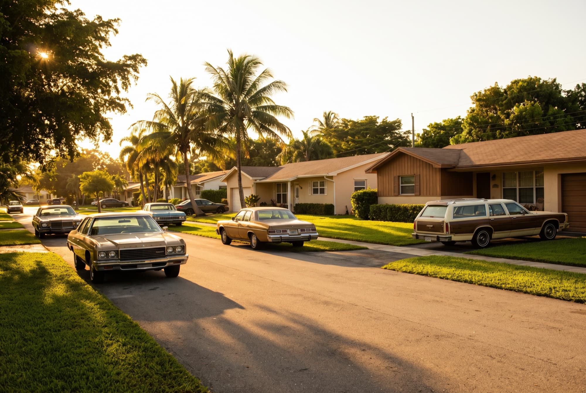 A North Lauderdale residential neighborhood at golden hour