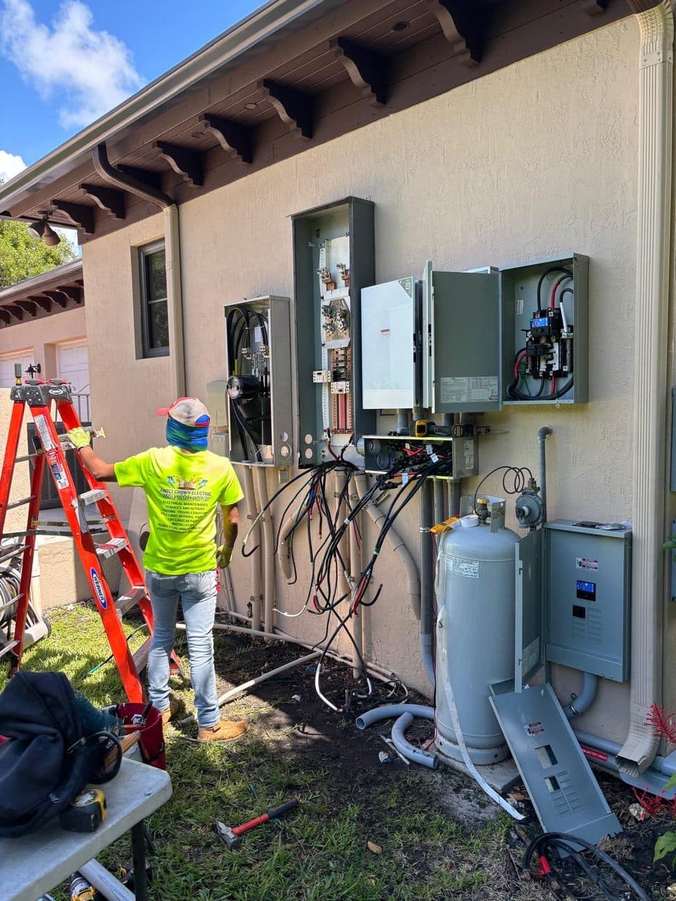 The Ghost Crown Electric crew rebuilding a residential electrical service